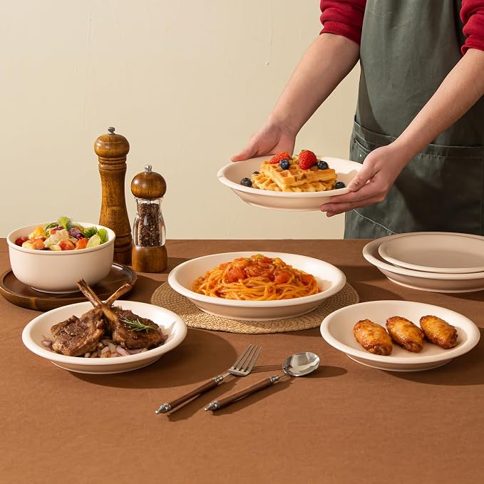 Timeworn Clay Salad Plates, Set of 4, 8-Inch, Creamy White | Hand-Finished, Stoneware, Dessert and Appetizer Plate, Microwave and Dishwasher Safe
