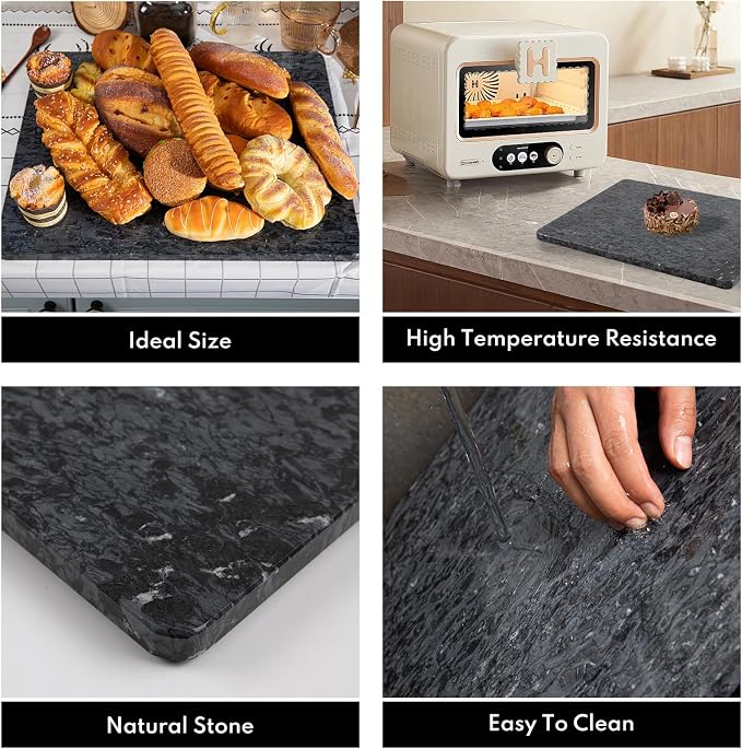 Lovdeco Marble Cutting Board, Pastry Board For Kitchen, Large Black Marble Slab Gift With Non-Slip Feets, 16x20 Inch, 1 Piece