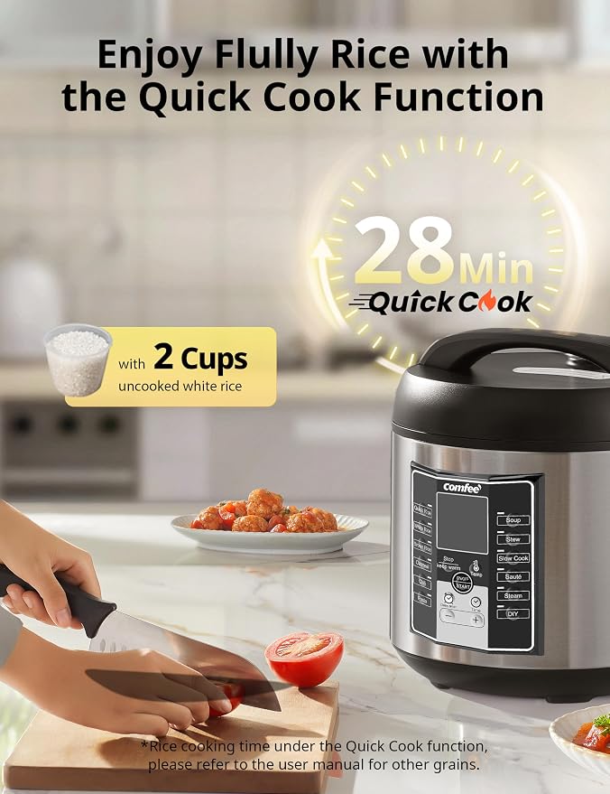 COMFEE' Rice Cooker for 20 Cups Cooked Rice with Functions for Multi Cook, Slow Coor, Steam, Stew, Sauté, and Quick Cook with BPA-Free Nonstick Inner Pot