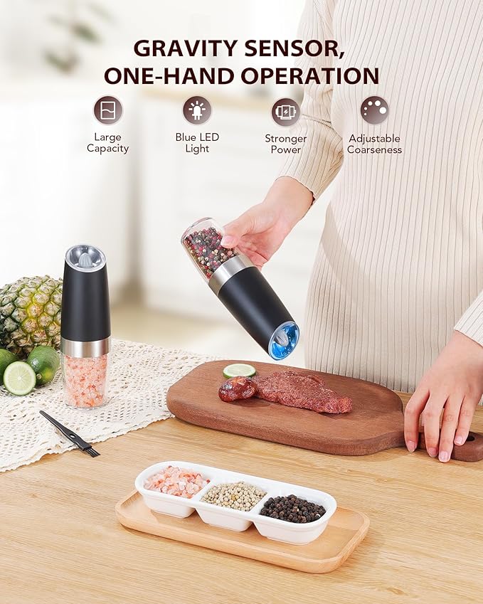 Pepper Grinder Set Bundle Electric Cheese Grater for Block Cheese 5-in-1 Automatic Salad Shooter & Vegetable Slicer