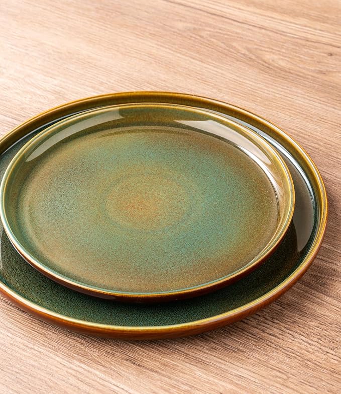 GBHOME Dinnerware Sets for 4, 12 Pieces Stoneware Plates and Bowls Sets, Scratch Resistant Dishes, Dishwasher & Microwave Safe, Reactive Glaze