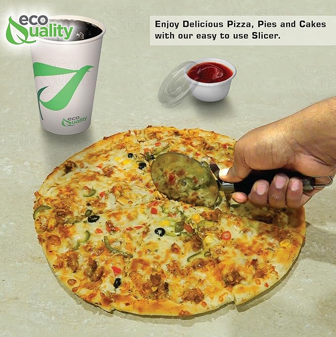 EcoQuality Stainless Steel Pizza Cutter Wheel with Sharp Blade for Cutting Pies, Pizza, Crusts Built in Finger Guard for Safety, Comfortable Grip, Dishwasher Safe - 8.5inch (6)