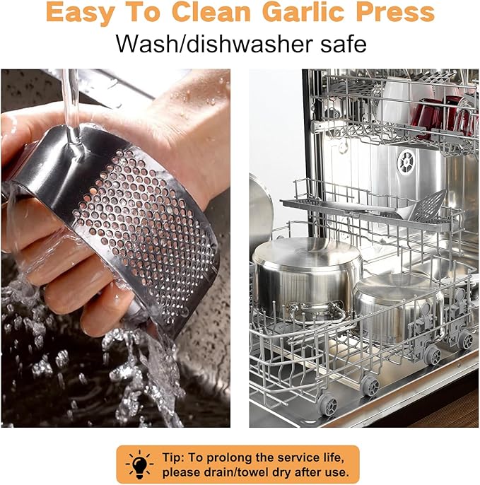 Product Image LANGMINGDE 316 Stainless Steel Meat Tenderizer Tool and Garlic Press Rocker