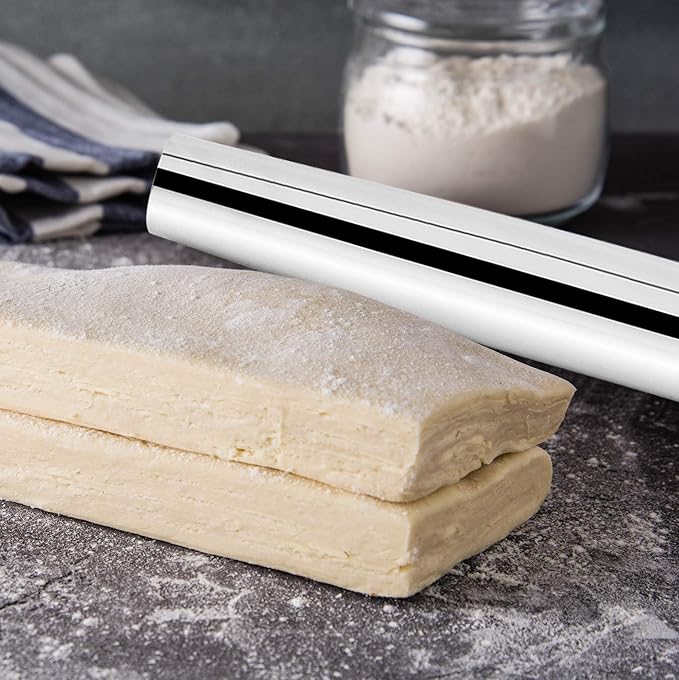 Fox Run Stainless Steel Rolling Pin, Tapered French Rolling Pin, 18" x 1.25"