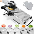 Mandoline Slicer, Mandoline Food Slicer for Kitchen, Mandolin, Vegetable Chopper, Veggie Slicer, Adjustable Stainless Steel Veggie Onion Tomato Julienne Cutter with 1 Pair Cut-Resistant Gloves