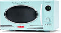 Nostalgia Retro Countertop Microwave Oven - 800-Watt - 0.9 cu ft - 12 Pre-Programmed Cooking Settings - Digital Clock - Kitchen Appliances - Aqua