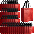 Eccliy Reusable Gift Bags Set Glossy Grocery Gift Tote Bag with Handle for Wedding, Bridal Shower, 4th of July, Summer Event(10 x 8 x 4.7 Inch,Red with Black Handles,80 Pcs)
