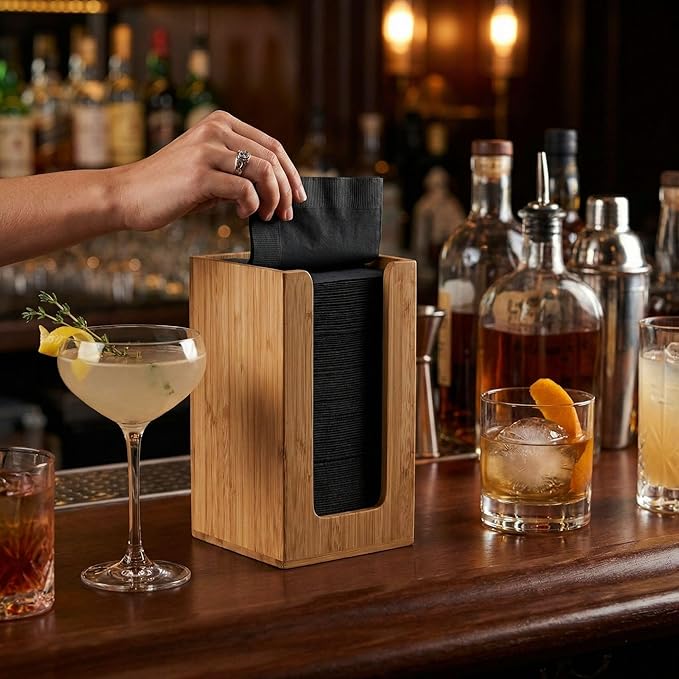Restaurantware-4.5 x 8 Inch Coffee Cup Dispenser, 1 Countertop Cup Lid Organizer - Holds Cups/Lids/Napkins Up To 3.75 Inch in Diameter, Compact, Bamboo Cocktail Napkin Holder, For Bars or Offices,