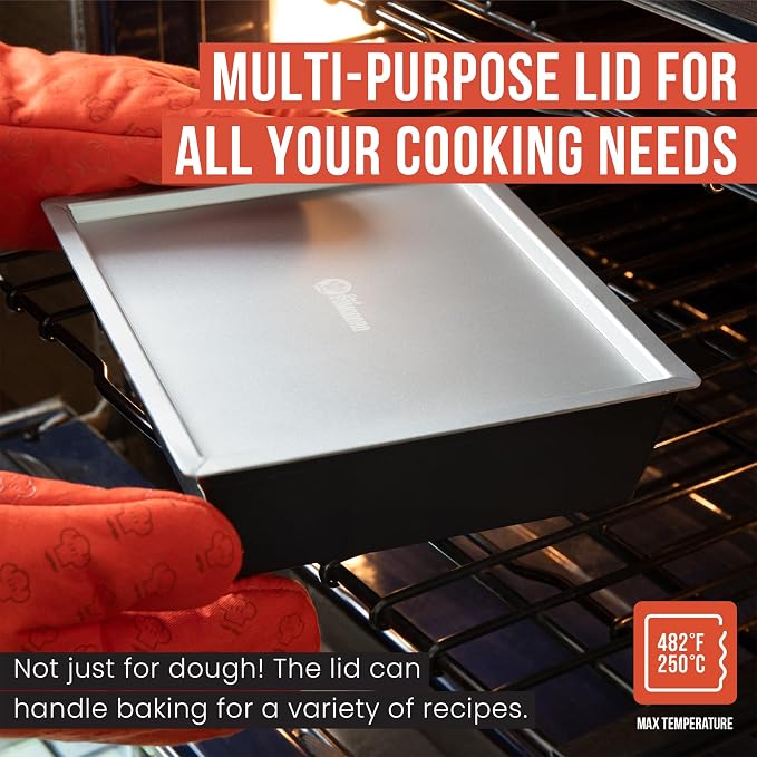 Chef Pomodoro Detroit Pizza Pan Lid, 8x10in, Anodized Aluminum, Lid Only | Lid Only, Pan Sold Separately; Fits Chef Pomodoro Detroit Pan Only; Retains Heat & Humidity, Prevents Drying, Stackable