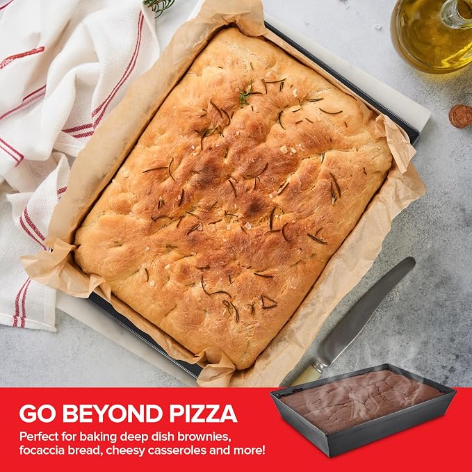 Stock Your Home 8x10 Detroit Style Pizza Pan – Non-Stick Deep Dish Aluminum Pan for Focaccia, Sicilian Bread, Brownies & Chicago-Style Pizza