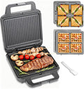 FineMade 3 in 1 Panini Grill Press with 3 Removable Plates, Breakfast Sandwich Maker, Electric Griddle Panini Press, Grilled Cheese Maker, Sandwichera Electrica, Belgian Waffle Maker