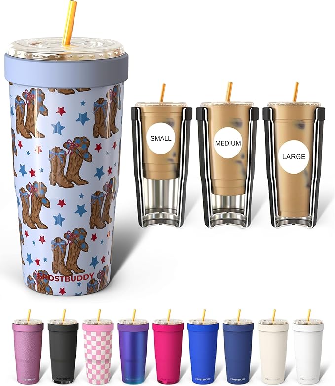 Frost Buddy Togo Buddy 30oz Stainless Steel Vacuum Insulated Tumbler To Go Coffee Cup – Iced Coffee Sleeve, Travel Mug, Thermal Cup for Hot & Cold Drinks, Dunkin Cup (All American Sweetheart)
