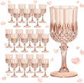 7OZ Plastic Wine Glasses, Reusable Vintage Goblets Unbreakable Drinking Glasses Crystal Water Cups Champagne for Wedding, Parties (24, Rose Gold)