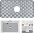 Bestjing Silicone Sink Protectors for Kitchen Sink with Center Drain, 26'' x 14'' Kitchen Protector Accessory, Non-Slip Grid Mat for Bottom of Farmhouse Porcelain Stainless Steel (Center Hole)