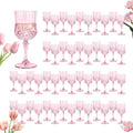 Plastic Wine Glasses, Plastic Goblets Vintage Style Cordial Unbreakable Drinking Glasses， Reusable Drinkware for Wedding Reception, Grand Event Party Supplies (48, Pink)