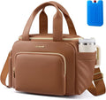 LOVEVOOK Insulated Lunch Bag for Women, PU leather Lunch Box with Shoulder Strap, Wide Opening Adult Large Lunch bags for Work Picnic Beach Family Camping Outdoor Teacher