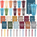 Shellwei 36 Pcs Employee Appreciation Gifts Bulk 24 oz Thank You Tumbler with Lid and Straw Mini Spiral Notebooks and Pens Appreciation Gifts for Team Employee Coworkers Teacher (So Glad)