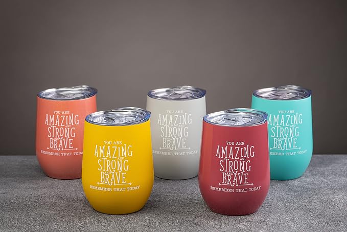 DIVERSEBEE Inspirational Thank You Gifts for Women, Mom, Sister, Wife, Girlfriend, Coworker, Nurses, Best Friend, Encouragement Birthday Wine Gifts - Insulated Wine Tumbler Cup with Lid (Honey)
