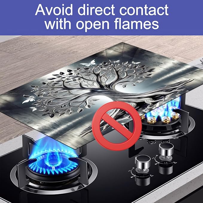 HOMETITUTE Diatomite Tree of Life Stove Top Cover for Electric Stove Butterfly Dish Drying Mat 28x20 Inch Kitchen Protector Heat Resistant Pad Coffee Mat