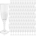 Plastic Champagne Flutes, Champagne Glasses Bulk, Reusable Unbreakable Acrylic Wine Glasses Goblets for Weddings Bachelor Parties Toasting Bridal Shower (100,Transparent)