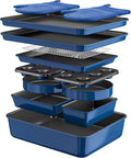 Wildone 13-Piece Baking Pans Set Nonstick - Stackable Bakeware Sets Including Cookie Sheets for Baking, Rack, Muffin Pan, Cake pan, Loaf Pan, Roasting Pan, Heavy Duty & Easy Clean, Blue