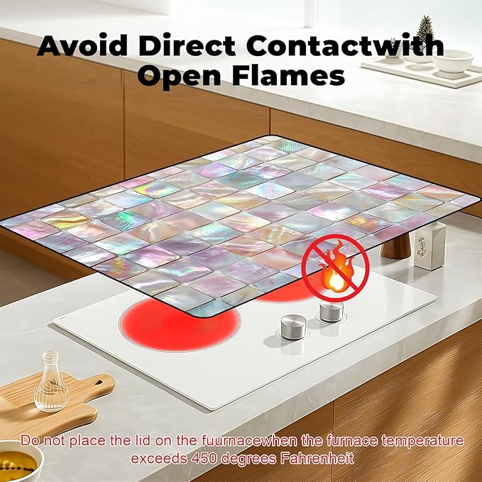 Heat-Resistant Glass Stove Top Cover with Anti-Slip Rubber Coating – Electric Stove Protector, Scratch-Resistant, Expands Counter Space, Stylish Kitchen Decor (Checked Pattern)