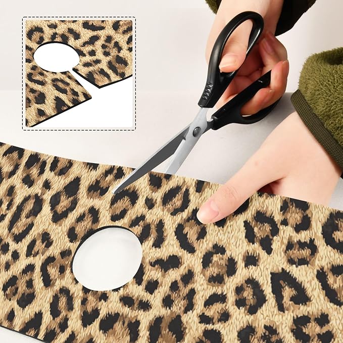 Kitchen Sink Splash Guard 2 PCS 14.7 Inch Sink Faucet Mat Splash Guard for Bathroom Countertop Water Absorbent Foldable Cuttable Soft Washable Classical Leopard Print