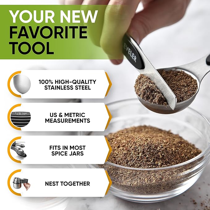 Spring Chef Magnetic Measuring Cups & Spoons Set of 15 with Leveler, Black & Stainless Steel Large Box Grater with Handle - 2 Product Bundle