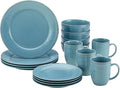Rachael Ray Cucina Dinnerware 16-Piece Stoneware Dinnerware Set, Agave Blue