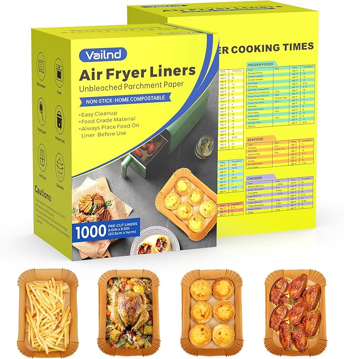 1000 PCS Air Fryer Liners Disposable for Dual Basket, 8.6" * 5.5" Rectangle Parchment Paper Liner for Ninja DZ201 DZ401, Chefman/COSORI 2-Basket Air Fryer