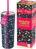 Dragon Glassware x Barbie Vacuum Insulated Tumbler, 24 oz - Christmas | Stainless Steel Tumbler with Straw & Lid; Double Walled Barbie Tumbler; Fits Cup Holders; Official Barbie Merch