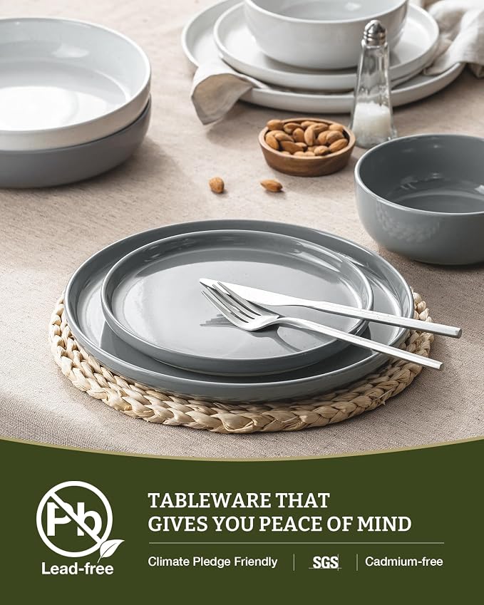 Famiware Milkyway Stoneware Dinnerware Sets with Mugs, Service for 4 (16pcs), Plates and Bowls Sets, Scratch Resistant, Microwave and Dishwasher Safe Dishes Set, Multi-color