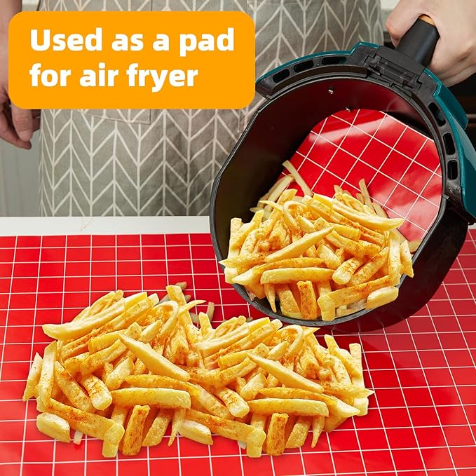Silicone Baking Mat Roll 12IN*8FT Free Cutting, Non-Slip Pastry Mat, Non-Stick Reusable Air Fryer Liner, Oven Liners, Counter Mat, Freeze Dryer Mat, Easily Cut to Size Fit All Ovens Pans Tins Dishes
