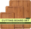 ROYAL CRAFT WOOD Wooden Cutting Boards for Kitchen Meal Prep & Serving - Bamboo Wood Cutting Board Set with Deep Juice Groove Side Handles - Charcuterie & Chopping Butcher Block for Meat (Set of 3)