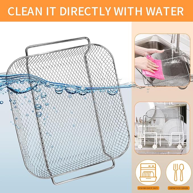 GCQ Air Fryer Basket for Emeril Lagasse Everyday 360 26 QT Extra Large Air Fryer, 12.5''×10.2''×1.3'' Steel Air Fryer Accessories Replacement Parts Wire Rack