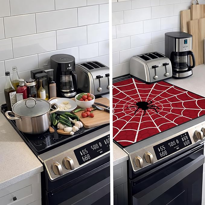 Decorative Electric Stove Top Covers, Heat Resistant Silicone Stove Cover Mat, Stove Top Protectors for Electric Flat Glass Stoves, Adds Extra Counter Space for Small Kitchens and Apartments