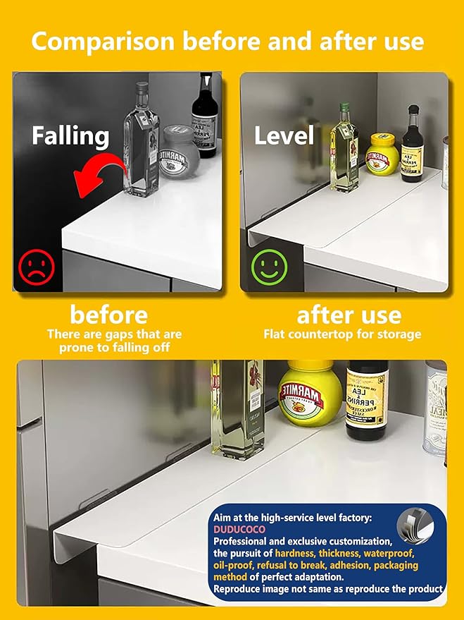 Metal Kitchen Refrigerator Gap Partition Countertop Gap Extension Board, Refrigerator Side Partition, Gap Covers Between Countertop And Walls, No Drill (White, 7.87 * 3.93 inch)