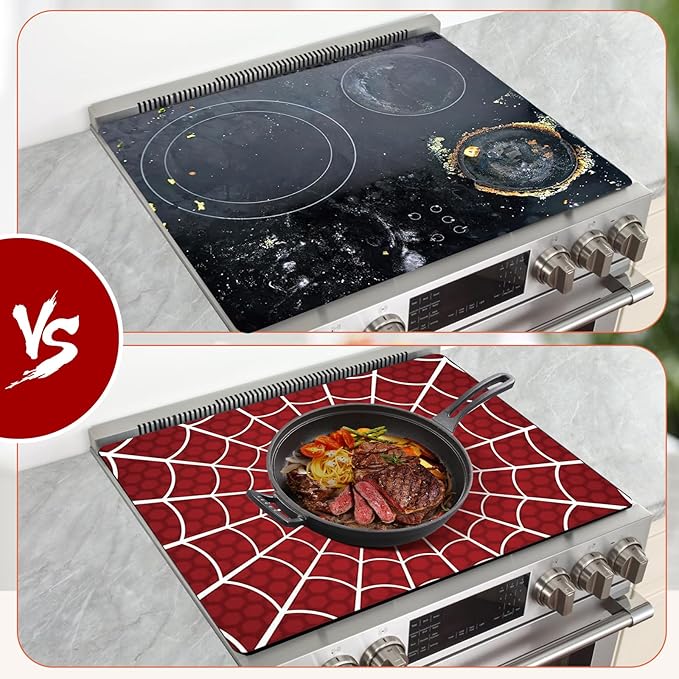 Decorative Electric Stove Top Covers, Heat Resistant Silicone Stove Cover Mat, Stove Top Protectors for Electric Flat Glass Stoves, Adds Extra Counter Space for Small Kitchens and Apartments