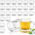 24 Pack Mini Beer Mug Shot Glasses, 2 Oz Glass Mini Beer Shot Glasses with Handles, Clear Beer Stein Tasting Cups for Whiskey, Tequila, Vodka Flight, Party Favors and Gifts