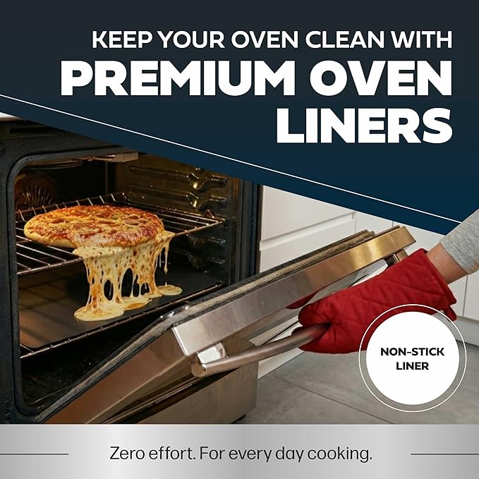Cooks Innovations Non-Stick Oven Protector Mat - 2 Heavy Duty Nonstick Oven Rack Liners to Protect Convection, Electric, Gas, & Microwave Ovens - BPA & PFOA Free Heat Resistant Baking Mat