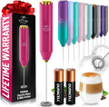 Zulay Kitchen Powerful Milk Frother AA Batteries Included – Ultra Fast Handheld Drink Mixer with Stainless Steel Whisk Stirrer for Coffee, Protein, Matcha & More, Frother Wand Electric Frothmate