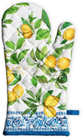 Maison d'Hermine Oven Gloves 100% Cotton Oven Mitt 7" x 13" with Loop Heat Resistant BBQ Cooking Gloves Baking Grilling Gifts for Mothers Day Spring/Summer (Pack of 1, Cedrat)