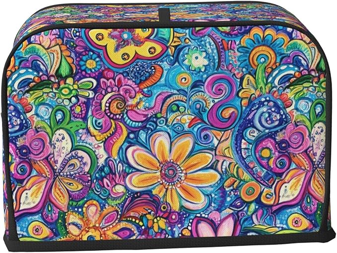 Toaster Cover 2 Slice Watercolor Flower Abstract Colorful Kitchen Small Appliance Covers with Pockets Dust and Fingerprint Protection