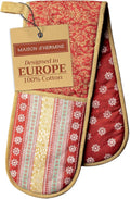 Maison d' Hermine Double Oven Mitt (7" x 35") 100% Cotton Heat Resistant BBQ Cooking Gloves with Loop for Thanksgiving Christmas Decorations Baking Cooking Barbeque Handling Hot Pan (Sofia)
