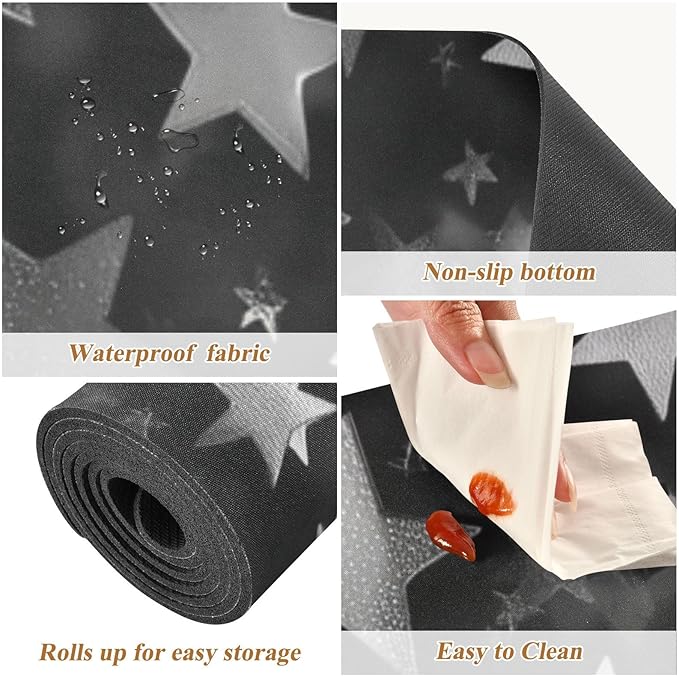 Silver and Gray Stars Trivet Table Runner Heat Resistant 230F for Hot Dishes Pots Plates Kitchen Dining Table Protector Decorative 39.37 X 11.8 Inch