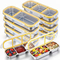 8 Pack Stainless Steel Snack Containers with Leak Proof Lids, 2/3 Compartments Metal Bento Lunch Box, Reusable Divided Food Storage Container for Adults Home Travel Work (Yellow)
