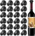 Honoson 24 Pieces Wine Stopper Resealable Pump Vacuum Silicone Saver Practical for Kitchen Supplies Bottle Tools (Black)