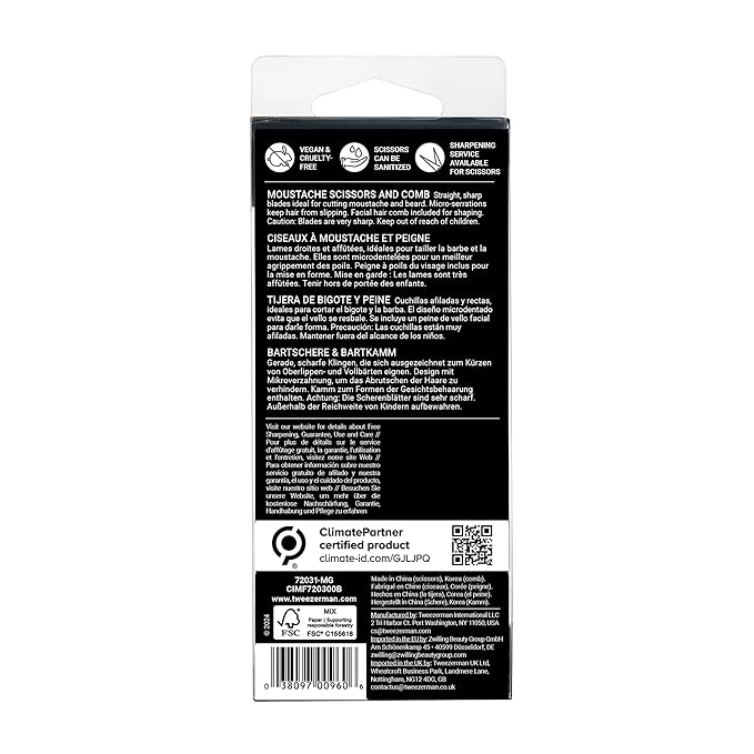 Tweezerman G.E.A.R. Moustache Scissors and Comb, Black