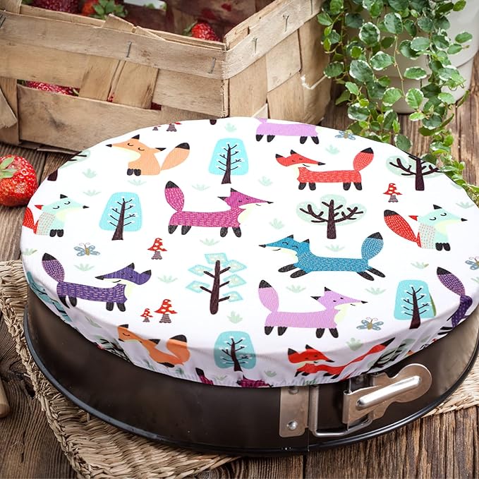 Patelai 10 Pcs Bowl Covers Reusable in 5 Size Stretch Cloth Fabric Elastic Food Storage Bowl Covers Bread Sourdough Lids for Proofing Food Fruits Leftover(Multicolor,Cute Style)