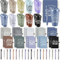 Teenyyou 90 Pcs Employee Appreciation Gift Set, 16oz Tumbler with Lid Notebook Pen Bulk Thank You Gift Holiday Party Favor for Teachers Office Coworker Teacher Staff Team (Dark Color,Classic Style)